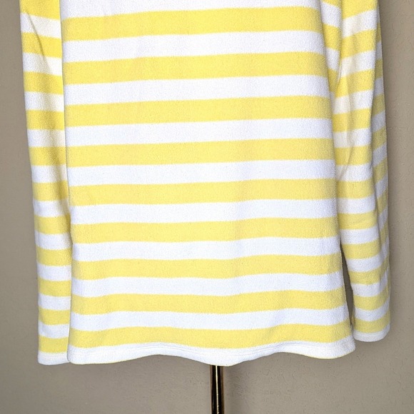 Talbots‎ Yellow & White Striped Terry Knit Pullover Nautical Button Shoulder XL - Picture 6 of 7